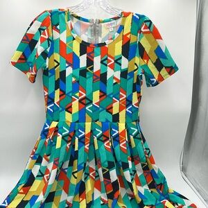LuLaRoe size small Amelia dress with zip up back and pockets